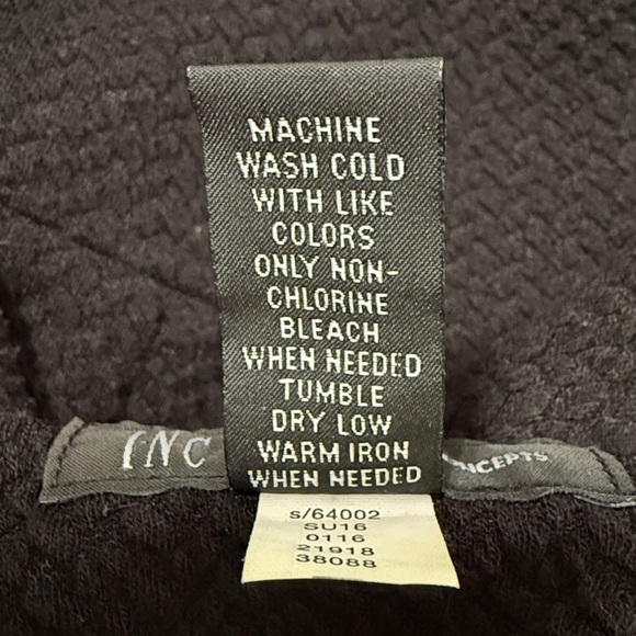 INC Black Textured Knit Waterfall Blazer w/ Rhinestone Zip Pockets Size M EUC - Picture 5 of 6